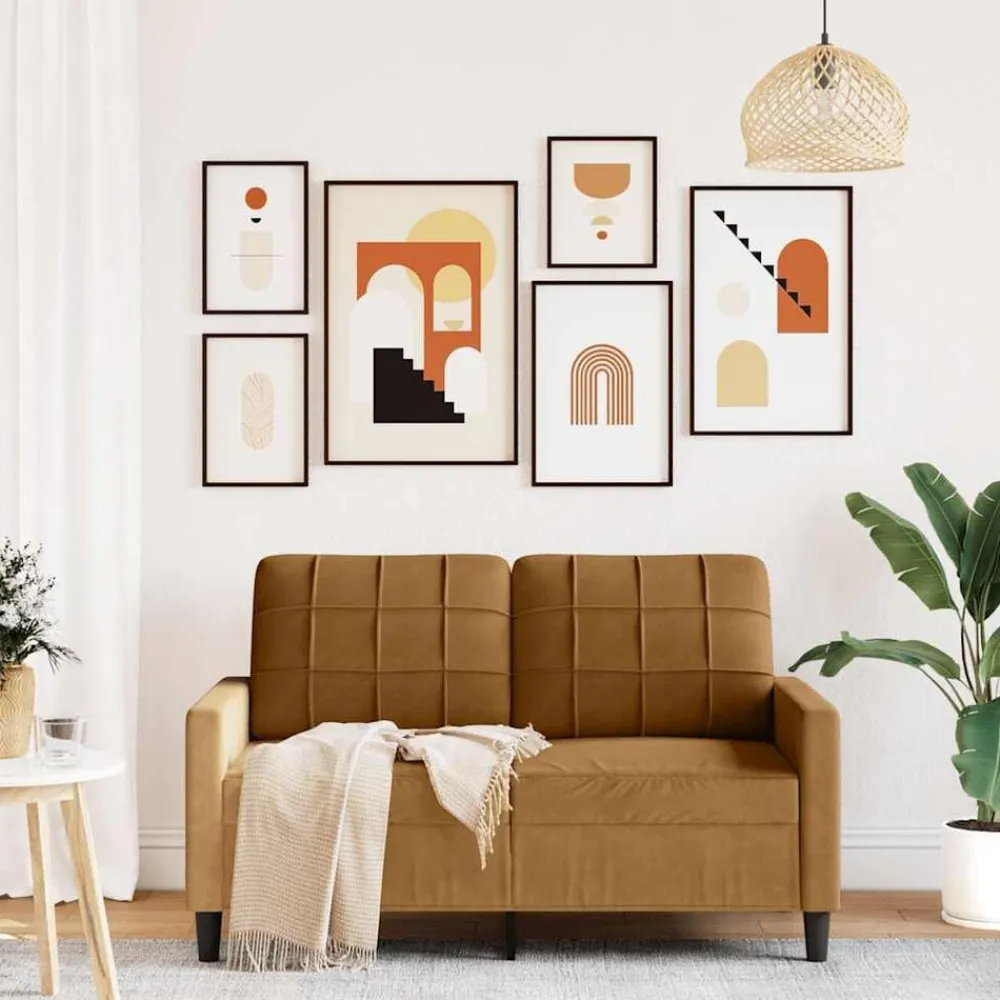 vidaXL Sofás-Sofá de 2 plazas terciopelo marrón 120 cm
