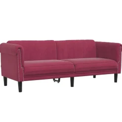 vidaXL Sofá de 3 plazas terciopelo rojo tinto Rojo vino tinto Discount
