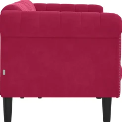 vidaXL Sofá de 3 plazas terciopelo rojo tinto Rojo vino tinto Discount