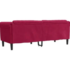 vidaXL Sofá de 3 plazas terciopelo rojo tinto Rojo vino tinto Discount