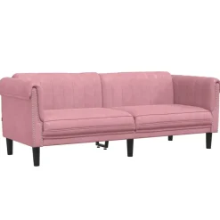 vidaXL Sofá de 3 plazas terciopelo Rosa Clearance