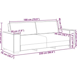vidaXL Sofás-Sofá de 3 plazas 220 cm tela