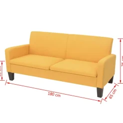 vidaXL Sofá de 3 plazas 180x65x76 cm Amarillo Best