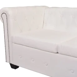 vidaXL Sofá de esquina Chesterfield 6 plazas cuero artificial Blanco