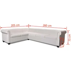 vidaXL Sofá de esquina Chesterfield 6 plazas cuero artificial Blanco