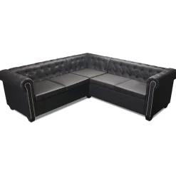 vidaXL Sofás-Sofá de esquina Chesterfield 5 plazas cuero artificial