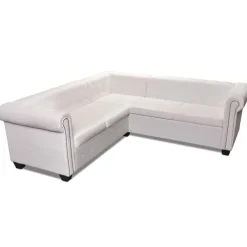 vidaXL Sofás-Sofá de esquina Chesterfield 5 plazas cuero artificial