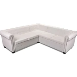vidaXL Sofás-Sofá de esquina Chesterfield 5 plazas cuero artificial