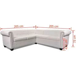 vidaXL Sofás-Sofá de esquina Chesterfield 5 plazas cuero artificial