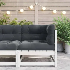 vidaXL Muebles De Jardín-Sofá de esquina de jardín cojines gris antracita madera pino