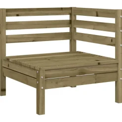 vidaXL Sofá de esquina de jardín madera de pino impregnada Impregnado natural Outlet