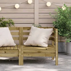 vidaXL Sofá de esquina de jardín madera de pino impregnada Impregnado natural Outlet