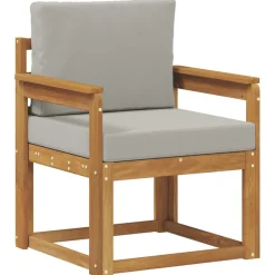 vidaXL Sofá de exterior Madera de Acacia Sólida y Poliéster Gris claro y natural Best