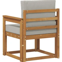 vidaXL Sofá de exterior Madera de Acacia Sólida y Poliéster Gris claro y natural Best