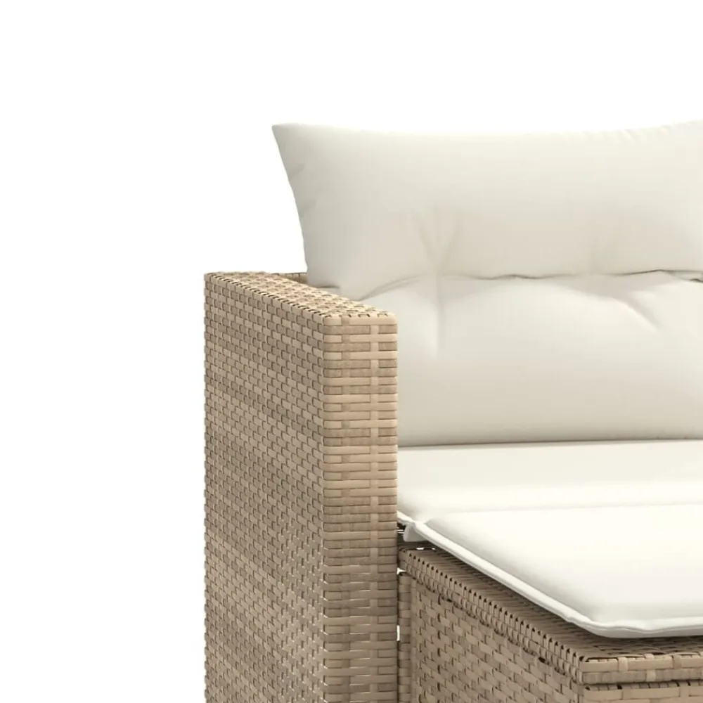 vidaXL Sofá de jardín 2 plazas con toldo y taburetes ratán PE beige beige y crema Discount