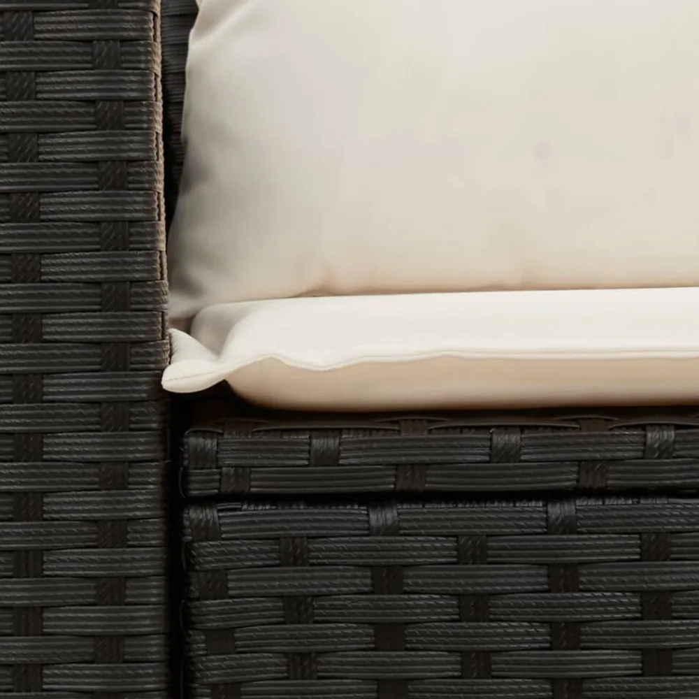 vidaXL Sofá de jardín 2 plazas con cojines ratán sintético negro Negro y crema Best