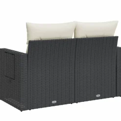 vidaXL Sofá de jardín 2 plazas con cojines ratán sintético negro Negro y crema Best