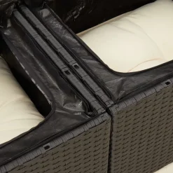 vidaXL Sofá de jardín 2 plazas con cojines ratán sintético negro Negro y crema Best