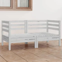 vidaXL Sofá de jardín 2 plazas madera maciza pino Blanco Hot