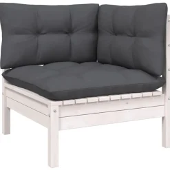 vidaXL Sofá de jardín 3 plazas con cojines madera pino gris antracita Blanco Online
