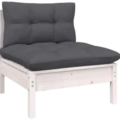 vidaXL Sofá de jardín 3 plazas con cojines madera pino gris antracita Blanco Online
