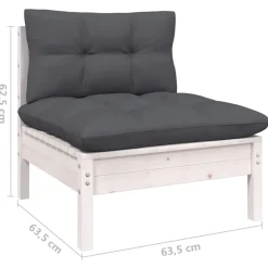 vidaXL Sofá de jardín 3 plazas con cojines madera pino gris antracita Blanco Online