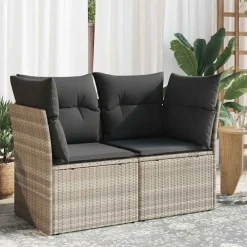 vidaXL Muebles De Jardín-Sofá de jardín con cojines 2 plazas ratán sintético