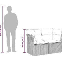 vidaXL Muebles De Jardín-Sofá de jardín con cojines 2 plazas ratán sintético
