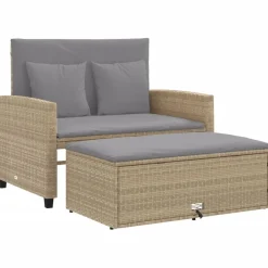 vidaXL Muebles De Jardín-Sofá de jardín con cojines de 2 plazas ratán sintético beige