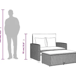 vidaXL Muebles De Jardín-Sofá de jardín con cojines de 2 plazas ratán sintético beige