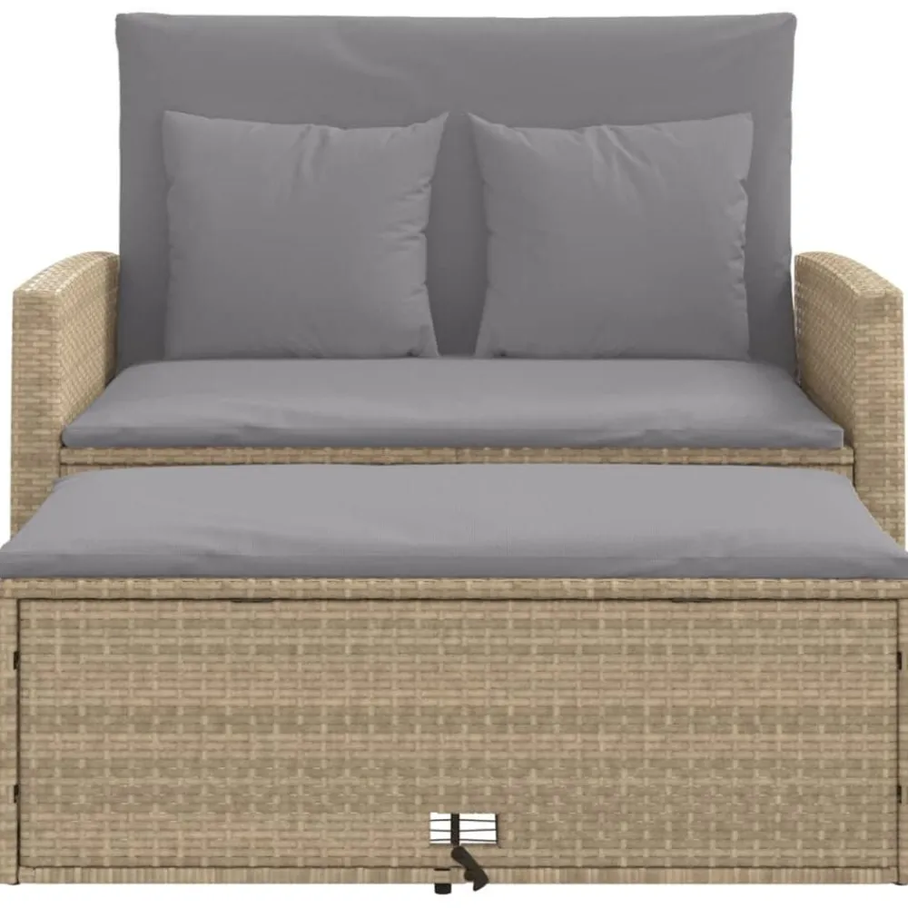 vidaXL Muebles De Jardín-Sofá de jardín con cojines de 2 plazas ratán sintético beige
