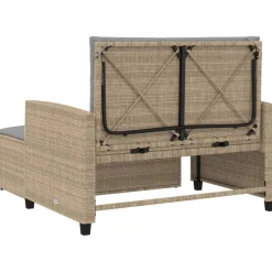vidaXL Muebles De Jardín-Sofá de jardín con cojines de 2 plazas ratán sintético beige
