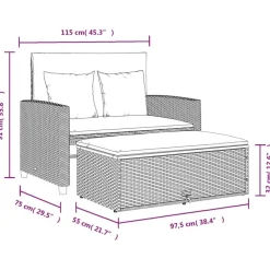 vidaXL Muebles De Jardín-Sofá de jardín con cojines 2 plazas ratán y madera acacia beige