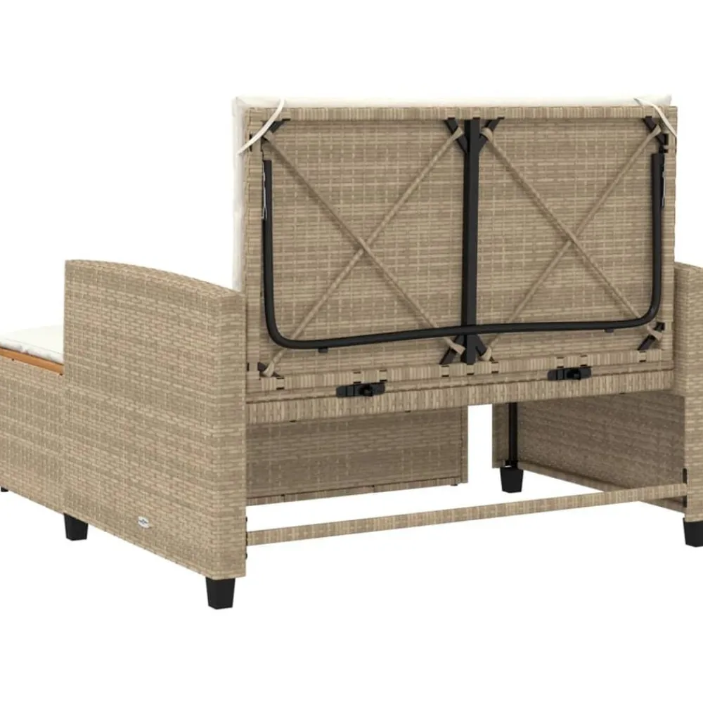 vidaXL Muebles De Jardín-Sofá de jardín con cojines 2 plazas ratán y madera acacia beige