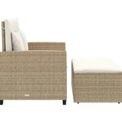 vidaXL Sofá de jardín con cojines de 2 plazas ratán sintético beige beige y crema Outlet