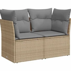 vidaXL Muebles De Jardín-Sofá de jardín con cojines de 2 plazas ratán sintético beige