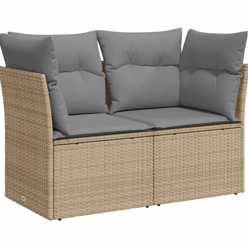 vidaXL Muebles De Jardín-Sofá de jardín con cojines de 2 plazas ratán sintético beige
