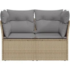 vidaXL Muebles De Jardín-Sofá de jardín con cojines de 2 plazas ratán sintético beige