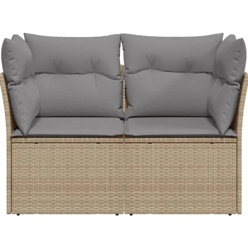 vidaXL Muebles De Jardín-Sofá de jardín con cojines de 2 plazas ratán sintético beige
