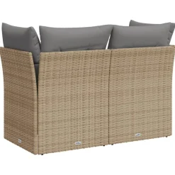 vidaXL Muebles De Jardín-Sofá de jardín con cojines de 2 plazas ratán sintético beige