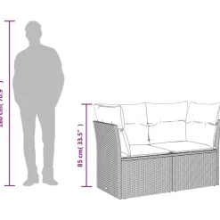 vidaXL Muebles De Jardín-Sofá de jardín con cojines de 2 plazas ratán sintético beige