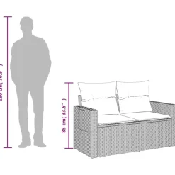 vidaXL Sofá de jardín con cojines de 2 plazas ratán sintético beige beige y crema Best