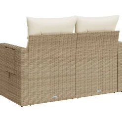 vidaXL Sofá de jardín con cojines de 2 plazas ratán sintético beige beige y crema Best