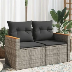 vidaXL Muebles De Jardín-Sofá de jardín con cojines 2 plazas ratán sintético