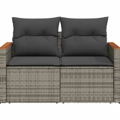 vidaXL Muebles De Jardín-Sofá de jardín con cojines 2 plazas ratán sintético