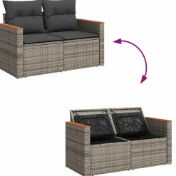 vidaXL Muebles De Jardín-Sofá de jardín con cojines 2 plazas ratán sintético