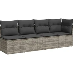 vidaXL Muebles De Jardín-Sofá de jardín con cojines 4 plazas ratán sintético