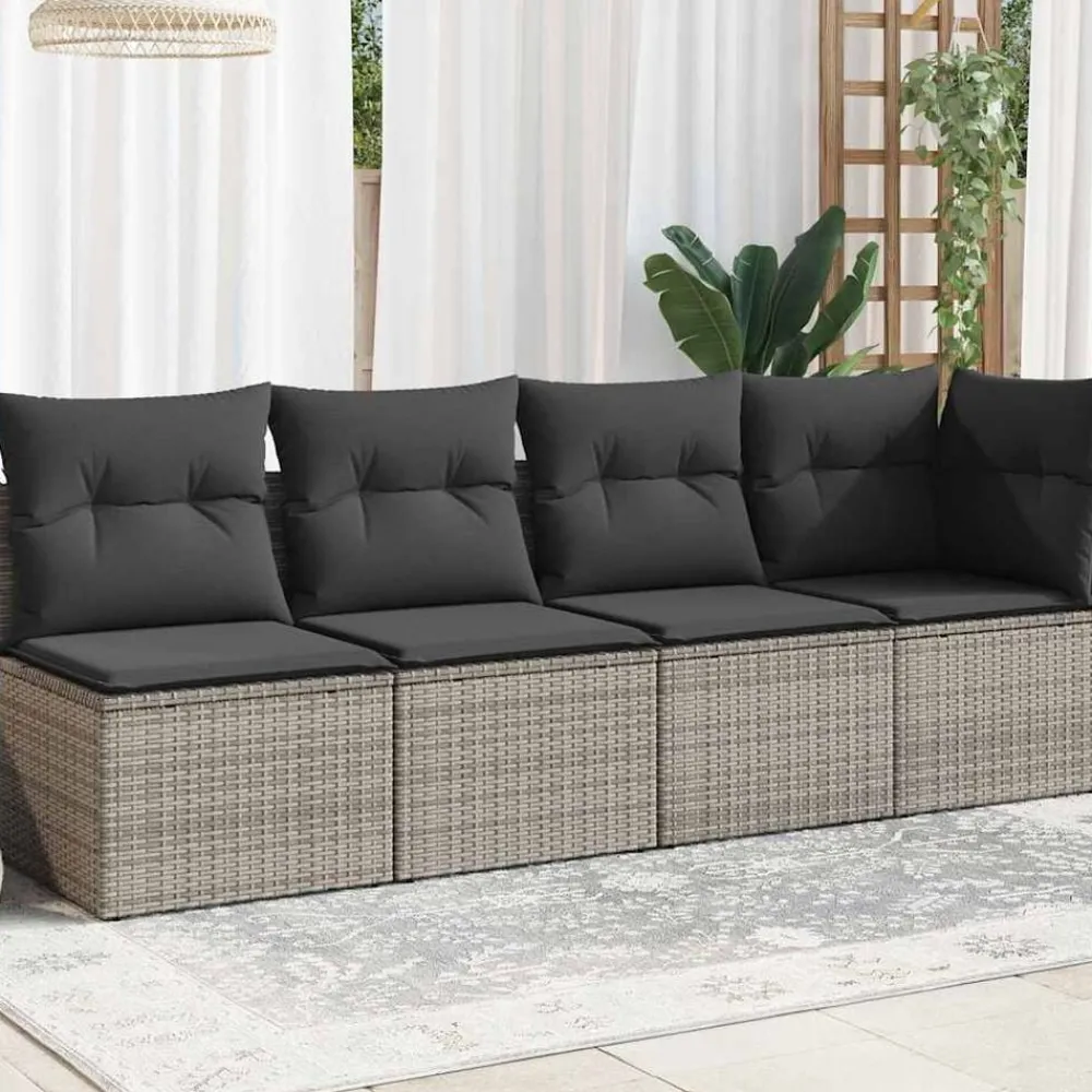 vidaXL Muebles De Jardín-Sofá de jardín con cojines 4 plazas ratán sintético