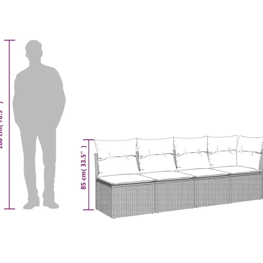 vidaXL Muebles De Jardín-Sofá de jardín con cojines 4 plazas ratán sintético