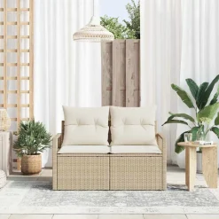 vidaXL Muebles De Jardín-Sofá de jardín con cojín 120 x 62 x 69 cm. ratán sintético